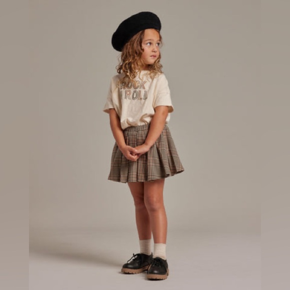 Rylee + Cru Pleated Mini Skirt in Rustic Plaid Size 4-5Y